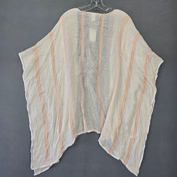 Style Collective Cardigan Cream Preppy Stripe Flowy Open Front Womens ONE SIZE - Picture 2 of 7